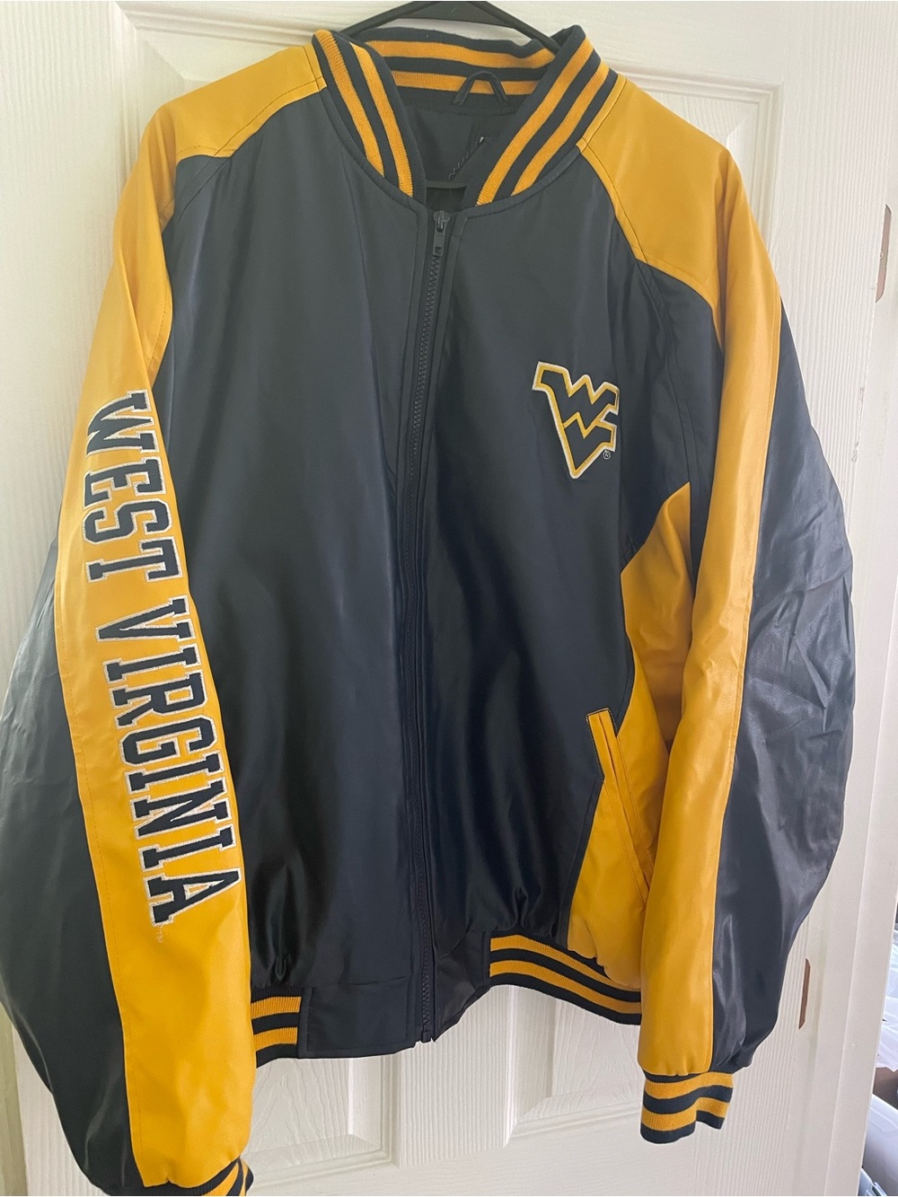 Steve & Barrys West Virginia University Leather Varsity Jacket Mens XL Full Zip